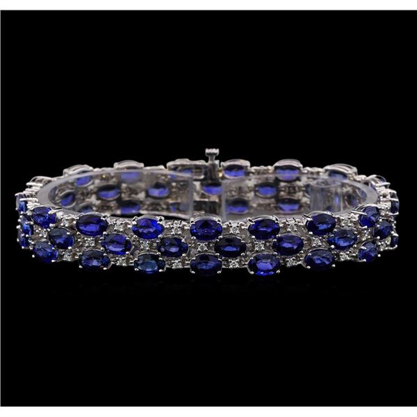 14KT White Gold 32.00 ctw Sapphire and Diamond Bracelet