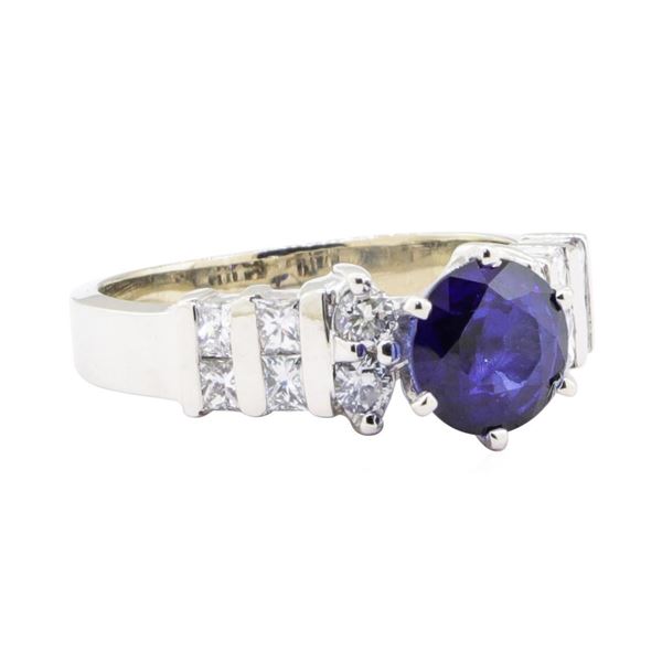 2.21 ctw Sapphire And Diamond Ring - 14KT White Gold