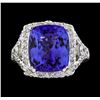 Image 2 : GIA Cert 8.38 ctw Tanzanite and Diamond Ring - 14KT White Gold