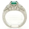 Image 9 : Platinum 1.04 ctw Radiant Emerald & Diamond Milgrain Filigree Etched Cocktail Ri