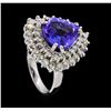 Image 4 : 5.79 ctw Tanzanite and Diamond Ring - 14KT White Gold