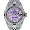 Image 1 : Rolex Ladies Stainless Steel Quickset Purple MOP Diamond Lugs Datejust Wristwatc