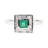 Image 1 : 0.41 ctw Emerald and Diamond Ring - 18KT White Gold
