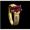 Image 4 : 1.50 ctw Pink Tourmaling And Diamond Ring - 18KT Yellow Gold