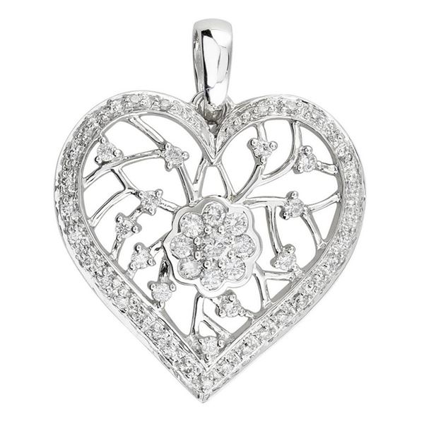 14k White Gold 0.52CTW Diamond Pendant, (I1-I2/H-I)