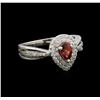 Image 1 : 0.50 ctw Diamond and Tourmaline Ring - 14KT White Gold