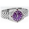 Image 4 : Rolex Mens Stainless Steel Diamond Lugs Purple Diamond & Ruby Datejust Wristwatc