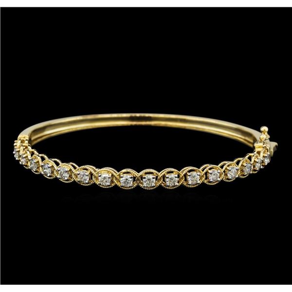 1.57 ctw Diamond Bangle Bracelet - 14KT Yellow Gold