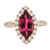 Image 2 : 2.99 ctw Marquise Brilliant Rubellite And Round Brilliant Cut Diamond Ring - 14K