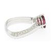 Image 6 : 18k White Gold Cushion Rubellite Tourmaline Ring w/ 0.79 ctw Pave Fine Diamonds