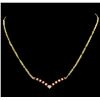 Image 1 : 1.70 ctw Ruby and Diamond Necklace - 18KT Yellow Gold