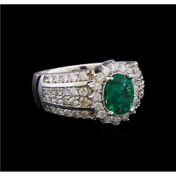 14KT White Gold 1.41 ctw Emerald and Diamond Ring