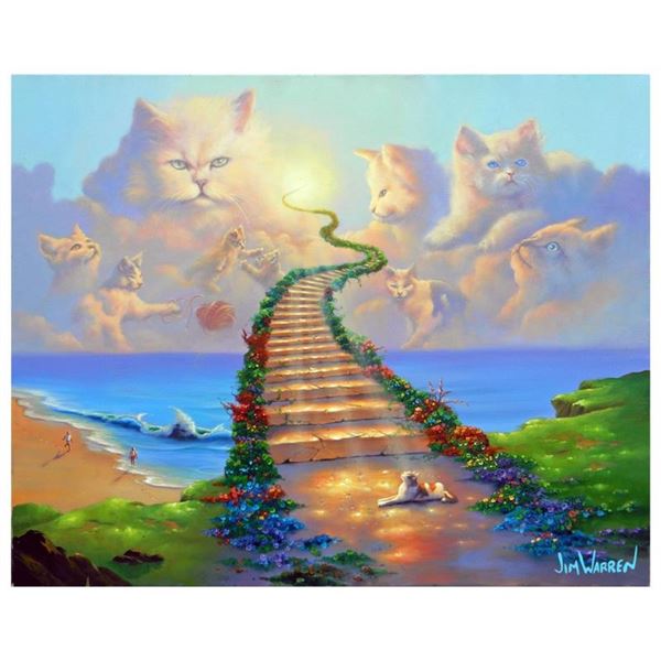 Jim Warren, "All Cats go to Heaven" Hand Signed, Artist Embellished AP Limited E