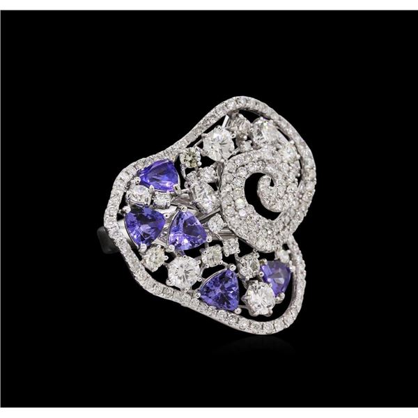 14KT White Gold 1.60 ctw Tanzanite and Diamond Ring