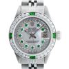 Image 1 : Rolex Ladies Stainless Steel MOP Emerald & Diamond Datejust Wristwatch