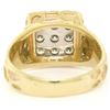 Image 5 : Mens 14K Two Tone Gold Nugget Design .90 ctw Round BRILLIANT Diamond Cluster Rin