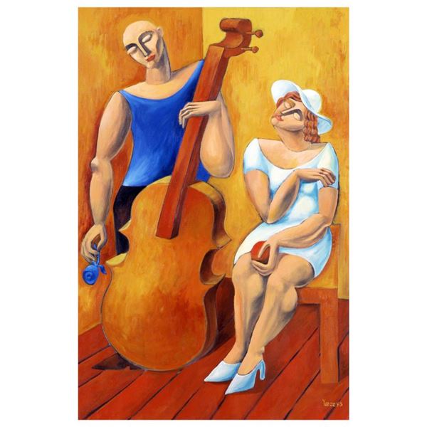 Yuroz,  The Cello  Hand Signed Limited Edition Serigraph on Canvas with Certific