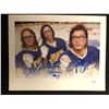 Image 1 : SLAP SHOTS HANSON BROTHERS TRIPLE SIGNED 8X10 PRINT (JSA COA)