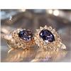 Image 1 : RHJ Pear Synthetic Sapphire & CZ Earrings #1563572