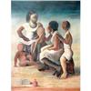 Wonderful Diego Rivera Oil Painting, Peasants #1563901