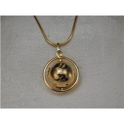 Estate 14K YG Gold Rotating World Globe Pendant#1564091