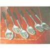 Image 1 : Set of 6 Sterling and Jade Teaspoons 1954 #1571737