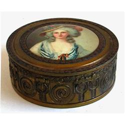 Victorian Portrait on Brass Dresser Jar #1581899