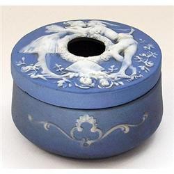 Blue Jasperware Boy & Girl Hair Receiver #1582004