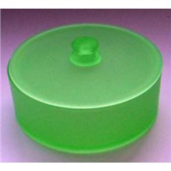 Green Satin depression Glass Dresser or Candy #1582028