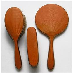 Golden Orange Guilloche Enamel Dresser Set #1582029