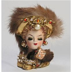 Fur & Jeweled Inarco E-744 Head Vase #1582089