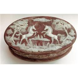 Incolay Stone Prancing Unicorns Jewelry Box #1582096