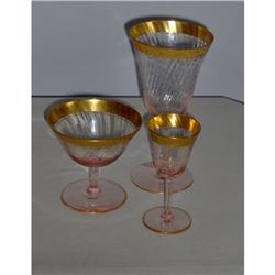 Tiffin Pink and Gold Stemware #1582150