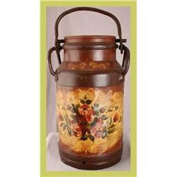 German Rustic Milk Can Hand-Painted Flowers #1582154