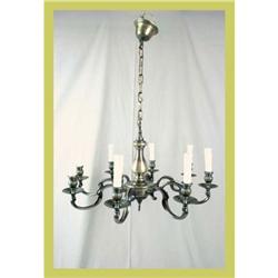Vintage Belgian Chandelier Brass 8-Arm #1582163