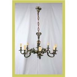 Vintage Belgian Chandelier Brass 8-Arm #1582165