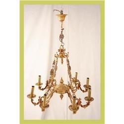 Vintage Belgian Chandelier Rococo Brass 8-Arm #1582170
