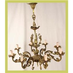 Vintage Belgian Chandelier Rococo Brass 8-Arm #1582179