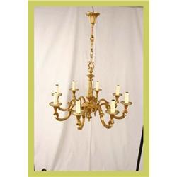 Vintage Belgian Chandelier Rococo Brass 8-Arm #1582180