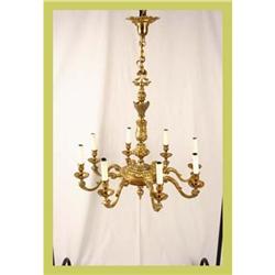 Vintage Belgian Chandelier Rococo Brass 8-Arm #1582181