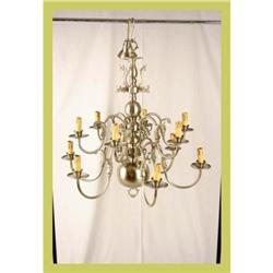 Vintage Chandelier Flemish Fish Pewter 12-Arm #1582182