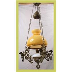 Antique French Chandelier Converted Oil Lamp #1582189