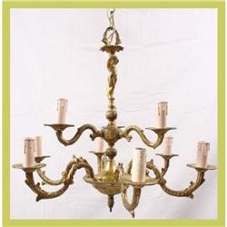French Vintage Chandelier Neo-Classical Brass #1582190