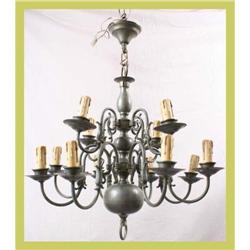 Vintage Chandelier Dragons Double Tier Pewter #1582191