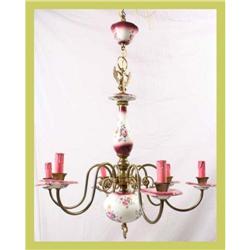 French Vintage Chandelier Pink Floral 6-Arm #1582192