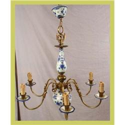 Blue Delft Chandelier Flowers Ceramic 6-Arm #1582194