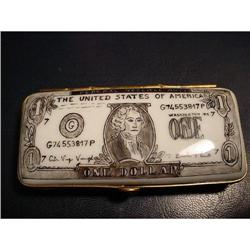 Authentic hand-painted Limoges box Dollar bill #1582213