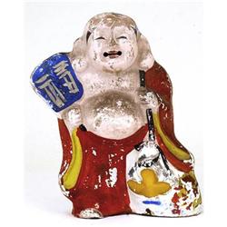 Old Japanese Roof Tile Pottery Hotei Figurine #1582259