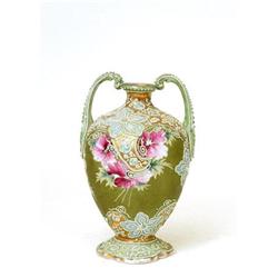 Antique Japanese Nippon Moriage Flower Vase #1582266