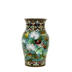 Old Japanese Cloisonne Vase w Butterfly & Bird #1582270